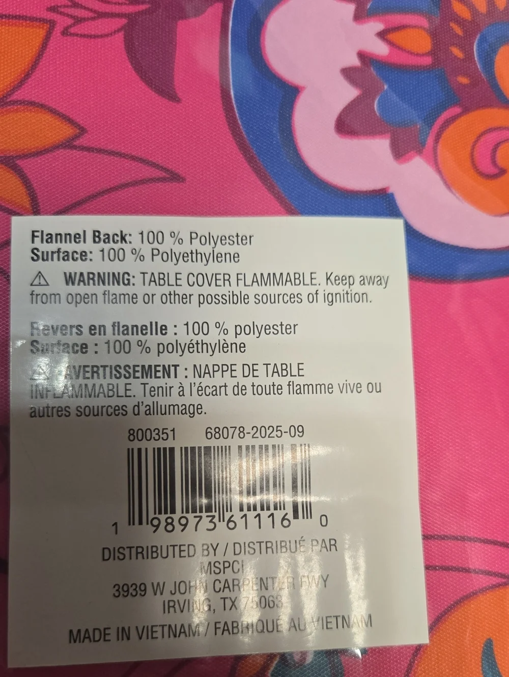 🌞NWT! Celebrate It Jungle Pink- Hot Pink Floral Packaged Tablecloth 52x70